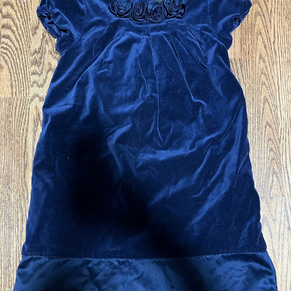 Navy Blue Velvet Janie and Jack Dress girls size 5